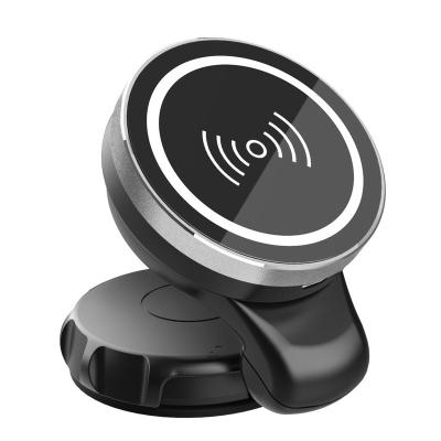 China Mobile Phone Wireless Strong Magnetic Stand Dash Microphone Car Charger Desktop Wireless Charging Stand for sale