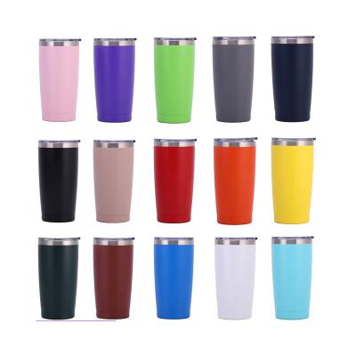 China 20oz Disposable Double Wall Insulated Stainless Steel Tumbler Water Drinking Coffee Cup With Lid for sale