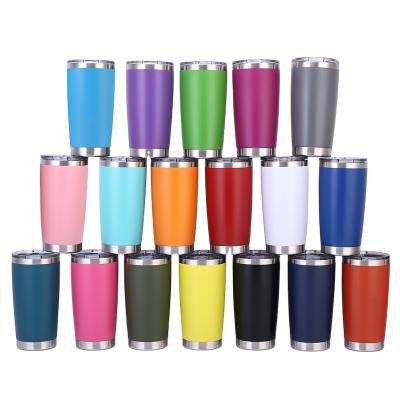 China 20oz Disposable Tumbler Cups Double Wall Stainless Steel Vacuum Insulated Tumbler With Lid And Straw for sale