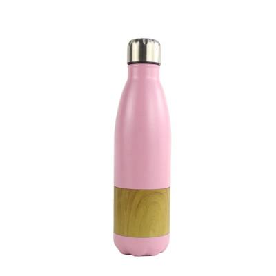 China 500ML/17OZ Double Wall Stainless Steel PORTABLE Cola Shaped Vacuum Insulated Thermos Bottle With Bamboo Shell for sale