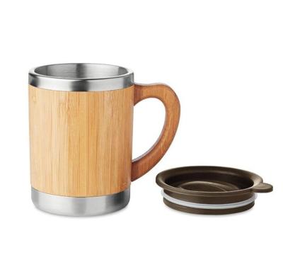 China PORTABLE Eco Friendly Bamboo Water Cup Stainless Steel Coffee Tea Mug With Handle for sale