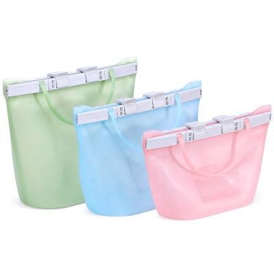 China Custom Reusable Leakproof Silicone Storage Container Silicone Food Bag Fresh Sealed Reusable Wholesale Viable for sale