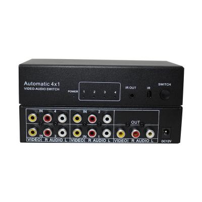 China Metal selector 4input 1output atuo switch 4*1 function remote control video audio production factory for sale