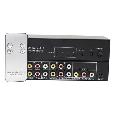 China Metal Selector 4input 1output Switch 4x1 Video Audio Auto Recognition Signal With Remote Control for sale