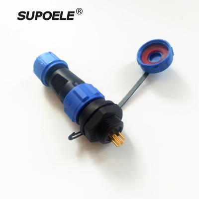 China audio & CE RoHS Approval SP13 Series Visual Plastic Nylon Waterproof PA66 IP68 Locknut Mounted Type 4 Pin Aviation Connector for sale