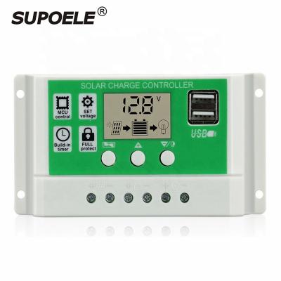 China Solar System Controller 30A 20A 10A PWM Solar Charge Controller 30A 20A 10A PWM Acid Battery 12V 24V Automotive with Dual USB Solar Regulator for sale