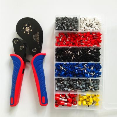 China HSC8 16-6 Ferrule 0.08-16mm2 Crimping Tool Kit High Hardness Wire Crimper Pliers with1200pcs Wire Ferrules Crimp Ends Terminal for sale