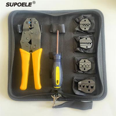 China Customized HS-30J Electric Hand Crimping Crimping Tool Set Wire Crimper Pliers With Screwdriver With 4 Jaws With Bag for sale