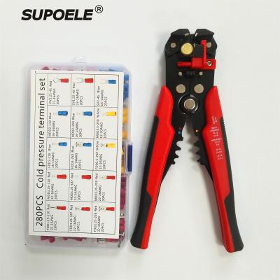 China HS-D1 Multi Function Hand Crimp Tool Pliers 0.2-6.0mm2 Crimping Pliers Wire Stripper With Cutter With TB 280PCS Insulated Set for sale