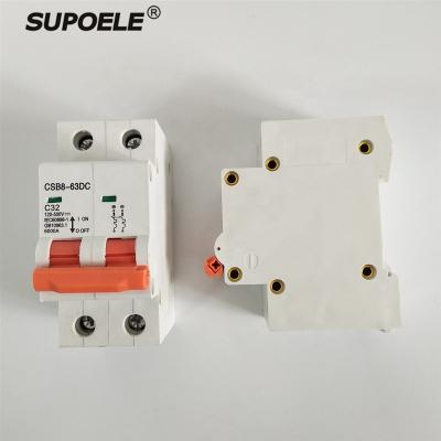 China CE Approval 2P 2 Pole Photovoltaic Solar DC MCB 500V 550V Mini Circuit Breaker 20A 32Amp For PV System CSB8-63DC 2P 32A for sale