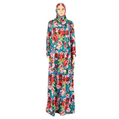 China Factory direct sale polyester Arabic plus size women's long muslim ladies loose printed dress for sale