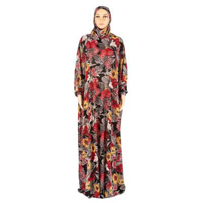 China Hot Selling Polyester Muslim Women's Long Full Hooded Skirt Digital Printing Fashion Dress for sale