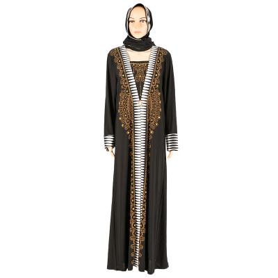 China 2021 New Polyester Ramadan Fashion Beaded Long Skirt Dubai Muslim Travel Maxi Dress for sale