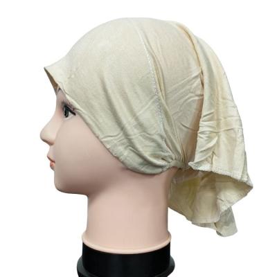 China Women's Inner Turban Hat Solid Color Hijab Africa Hat Turban Ethnic Classic Cross Front Hat Knitted Cotton Hijab Hat Cap for sale