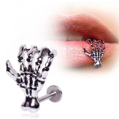 China 1PC Punks Piercing 316L Steel Labret Surgical Skeleton Stud Lip Ring Earrings Body Piercing Jewelry Ear Tragus Cartilage Ball for sale