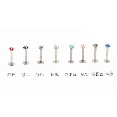 China Fashion Stainless Steel Punk Labret Lip Piercing Crystal Ball Helix Tragus Conch Cartilage Piercing Earrings Monroe Lip Stud for sale