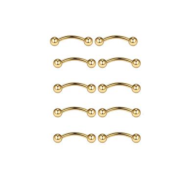 China 10PCS 16G Barbell Ball Banana Eyebrow Earrings Punk Steel Curved Piercing Titanium Anodized Color For Body Jewelry for sale