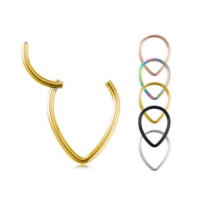 China 1Piece Tear Drop Punk Segment Hinged Ring Septum Nose Clicker Nose Lip Earrings Helix Nose Piercing Body Jewelry for sale