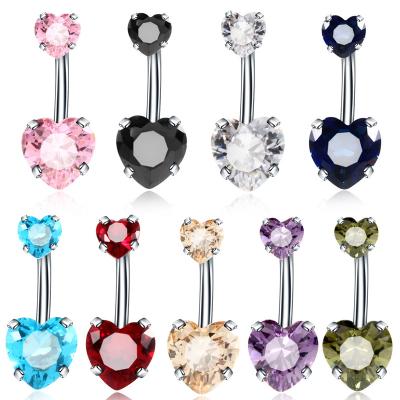 China New Zircon 1pc Fashion Punk Surgical Stainless Steel Belly Button Heart Belly Button Rings Belly Body Jewely Piercing Accessories for sale