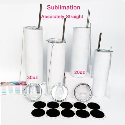 China Factory Sustainable Wholesale 20 oz Sublimation Skinny Straight Tumblers With Straw And Brush for sale