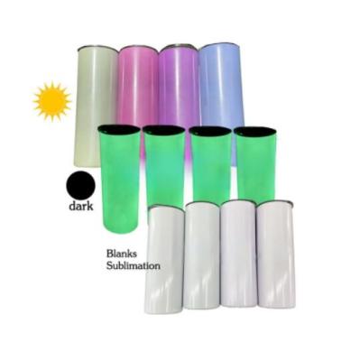 China 2021 Viable High Quality Glow In The Dark UV Color Changing Tumbler Sublimation With Lid for sale