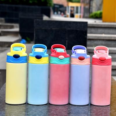 China New Product 350ml Viable Glow In The Dark Color Changing Water Bottle Sublimation Kids Tumbler With Lid And Lean Straw And UV for sale