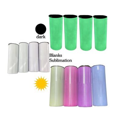 China Sustainable New Product 20oz Glow In The Dark & ​​UV Sublimation Tumbler Double Wall Vacuum Straight With Straw for sale