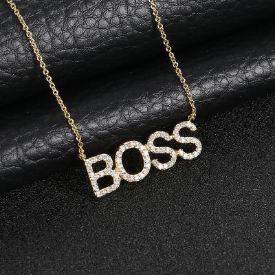 China Custom Customized Customized Name Necklace Wholesale Unique Brass Gold Plated ALLOY Jewelry Fashion Boss Letter Women Style for sale