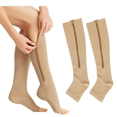 China Breathable Amazon Sports Compression Socks Breathable Quick-drying Compression Running Zipper Socks for sale