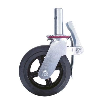 China Heavy Duty Load Capacity Heavy Duty Scaffolding Caster Wheel With Brake Rubber With Iron Core for sale