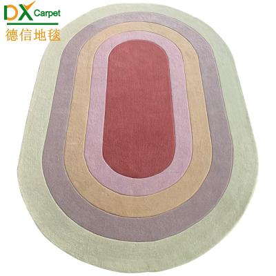 China High quality custom made non-slip oval area rug beige and pink color for home decoration from china for sale