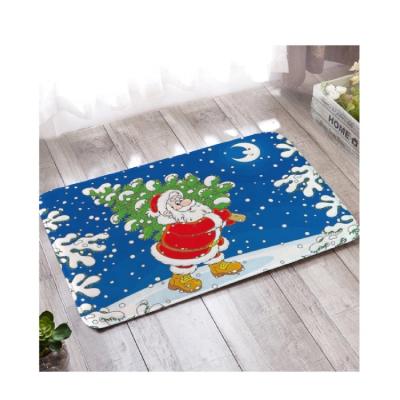 China Washable 3 D Printed Christmas Tree Rug Door Mat Machine Made Cartoon Design for sale