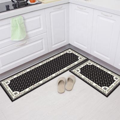 China Wholesale Non-slip Black White Color Printed Kitchen Rug Machine Made Blanket Rug for sale