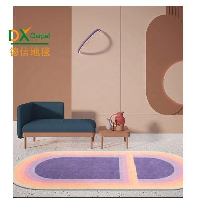 China Amazon Washable Hot Sale Machine Made Oval Purple and Pink Color Designer Carpet Custom Area Blanket for Home Decor for sale