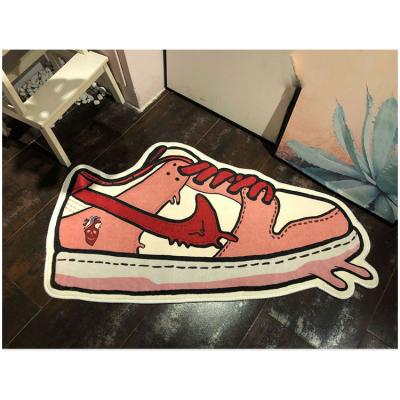 China Hot sale washable shoes design custom pink color logo floor mat area rug for home decor from china factory whole sale price for sale