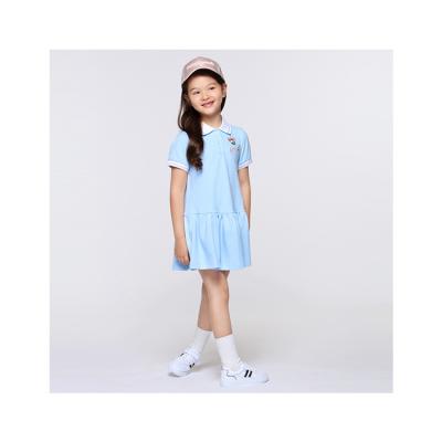 China Wholesale Cute Short Sleeve Girl's Sky Blue Swearter Dress for sale