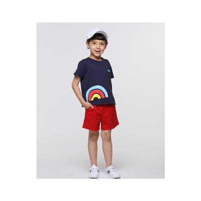 China Short Sleeve Boy's Rainbow Print Round Neck T-shirt Kids Clothes for sale