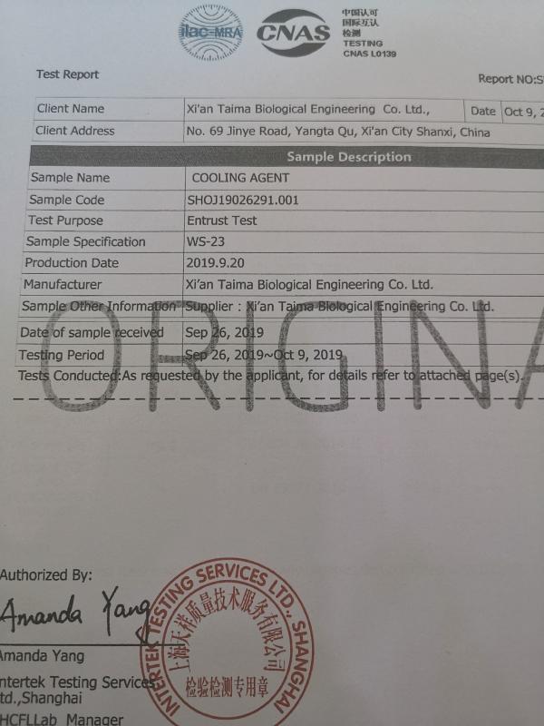 Intertek Certificate Of WS-23 - Xi'an Taima Biological Engineering Co.Ltd