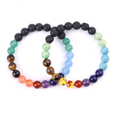 China New FASHIONABLE Seven Chakra Yoga Volcanic Aromatherapy Stone Bracelet Oil Drip Natural Stone Bracelet for sale