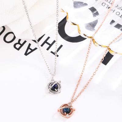 China FASHIONABLE S925 Sterling Silver Dream Planet Rose Gold Pendant Simple Temperament Sterling Silver Necklace for sale