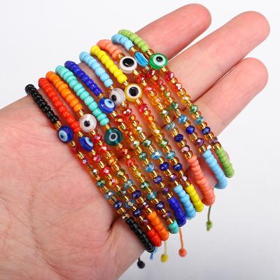 China FASHIONABLE Handmade Jewelry Small Seed Bead Eye Beaded Woven Bracelet Crystal Bead Bracelet For Women for sale