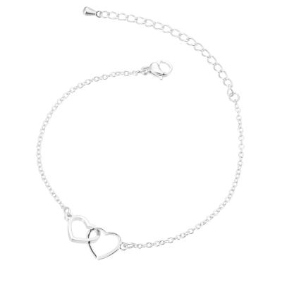 China FASHIONABLE Cool Peach Double Heart Bracelet Small Stainless Steel Mother's Day Pendant Bracelet for sale