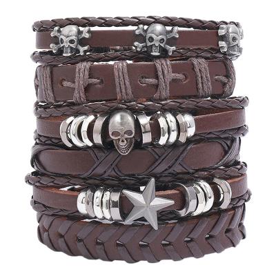 China Diy simple combination of new retro FASHIONABLE braided leather bracelet set leather bracelet for sale