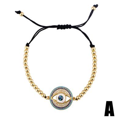 China FASHIONABLE Simple Temperament Creative Eye Bracelet Micro-inlaid Zircon Adjustable Colorful Eye Bracelet for sale