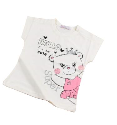 China Wholesale Anti-Shrink Cheap Girls Shiny Hot Stamping T-shirt Cheap Comfortable And Soft Bear Pattern Print Summer Pink Bear Shirt Wholesale for sale