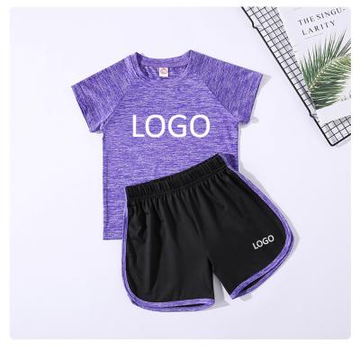 China Summer Casual Boutique Children Kids Solid Color Knit Jogger Kids Clothing Tracksuits Set Sports 2Pcs Cotton Sweatsuit for sale