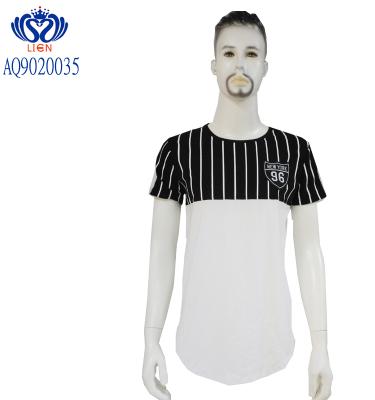 China Anti-wrinkle men casual shirt striped clothing factories in china letter print crew neck T-shirt for sale