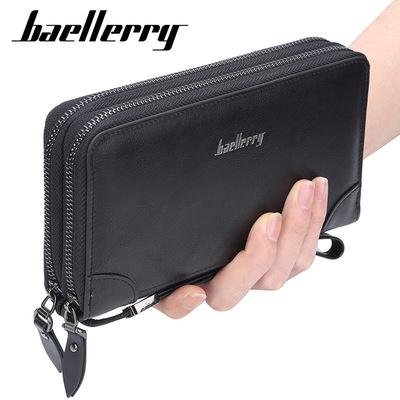 China Waterproof Robo Accept New Men's Long Wallet Purse Custom Retro Men's Double Zipper Zero Purse for sale