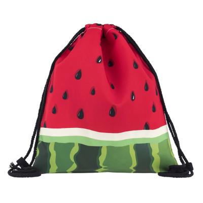 China PUNCH Women Backpack Watermelon 3D Printing Travel Softback Mochila Women Backpacks Drawstring Bag Men Waterproof Pack Pouch for sale