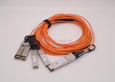 China Pluggable Fiber-optic 40G AOC QSFP+ to 4xSFP+ for sale